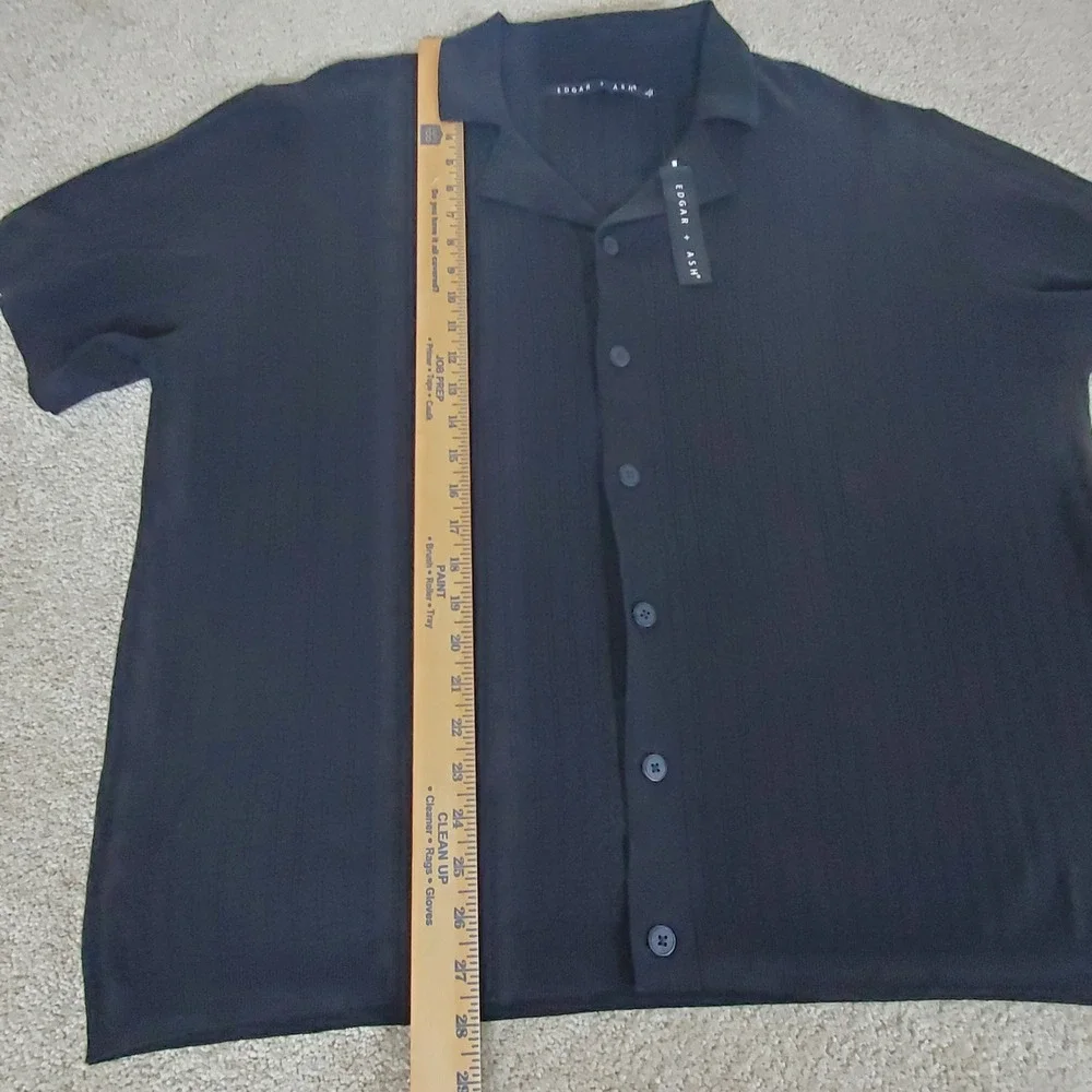 Edgar + Ash Button Down Shirt Men's XL Black Short Sleeve Knit Camp Shirt NWTG